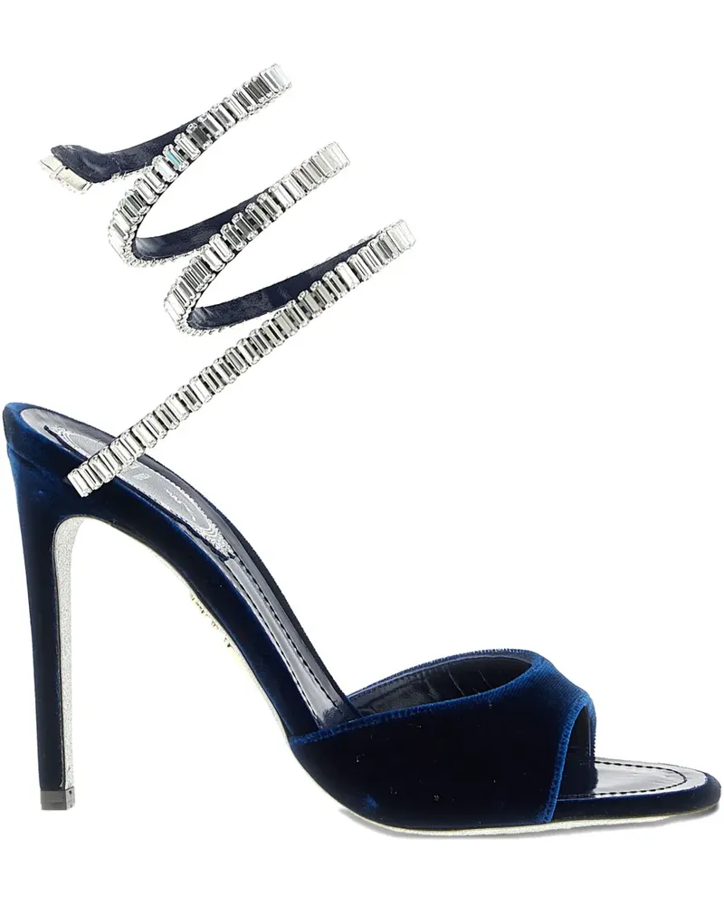 René Caovilla Cleo Samt-Sandalen 105mm - Blau Blau