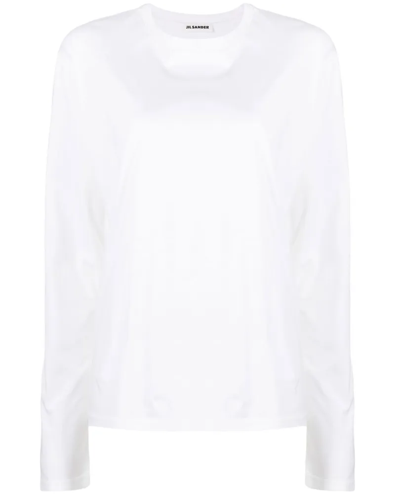 Jil Sander Langarmshirt mit rundem Ausschnitt - Weiß Weiß