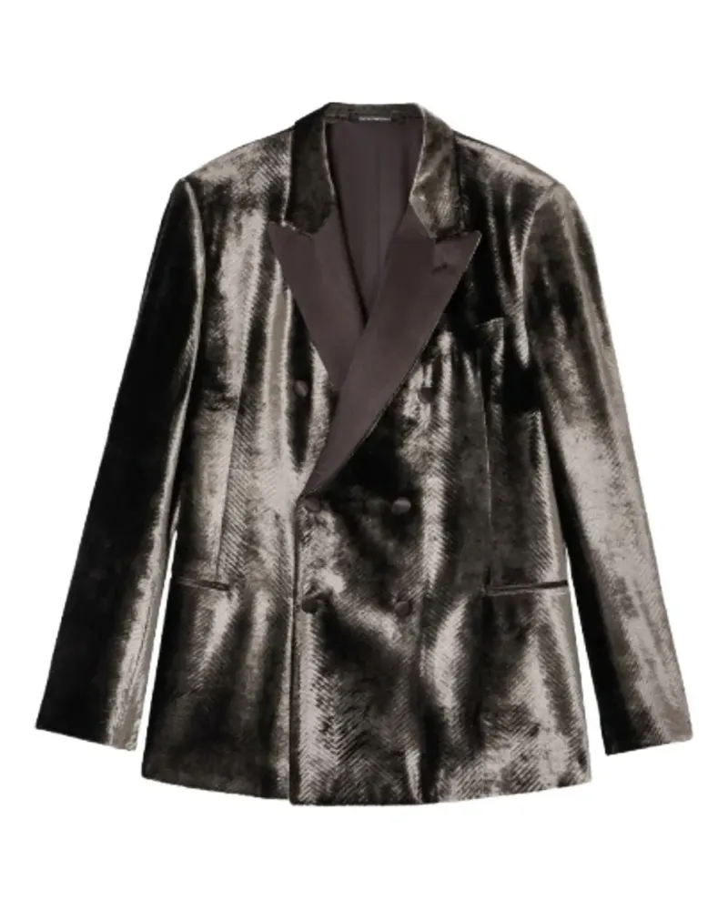 Emporio Armani Doppelreihiges Sakko mit Fischgrätenmuster - Braun Braun