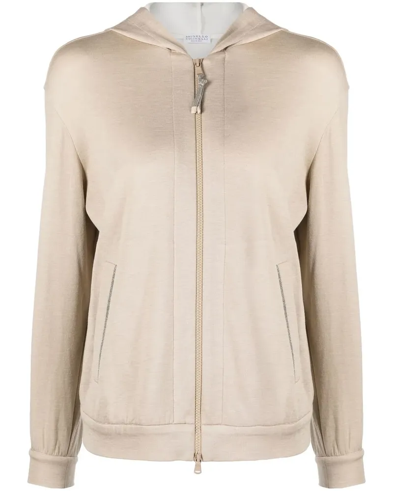 Brunello Cucinelli Kapuzenjacke mit zwei Taschen - Nude Nude