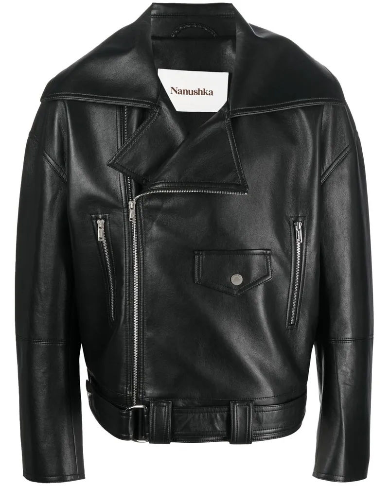 Nanushka Bikerjacke mit Reißverschluss - Schwarz Schwarz