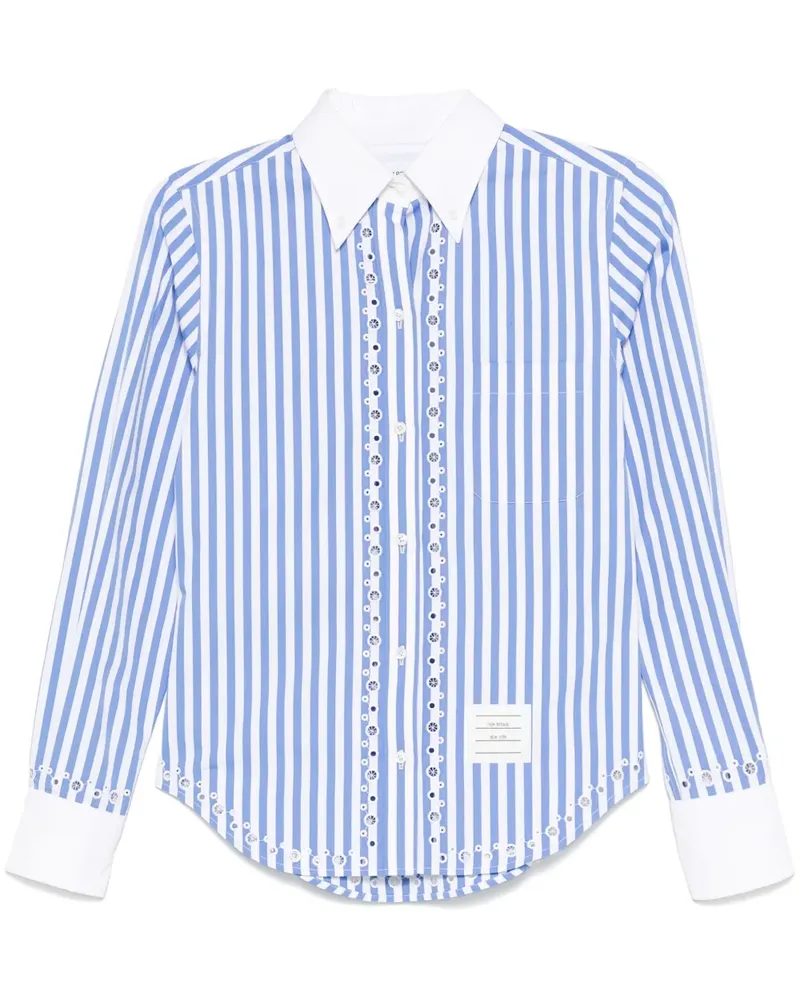 Thom Browne Hemd mit Lochstickerei - Blau Blau