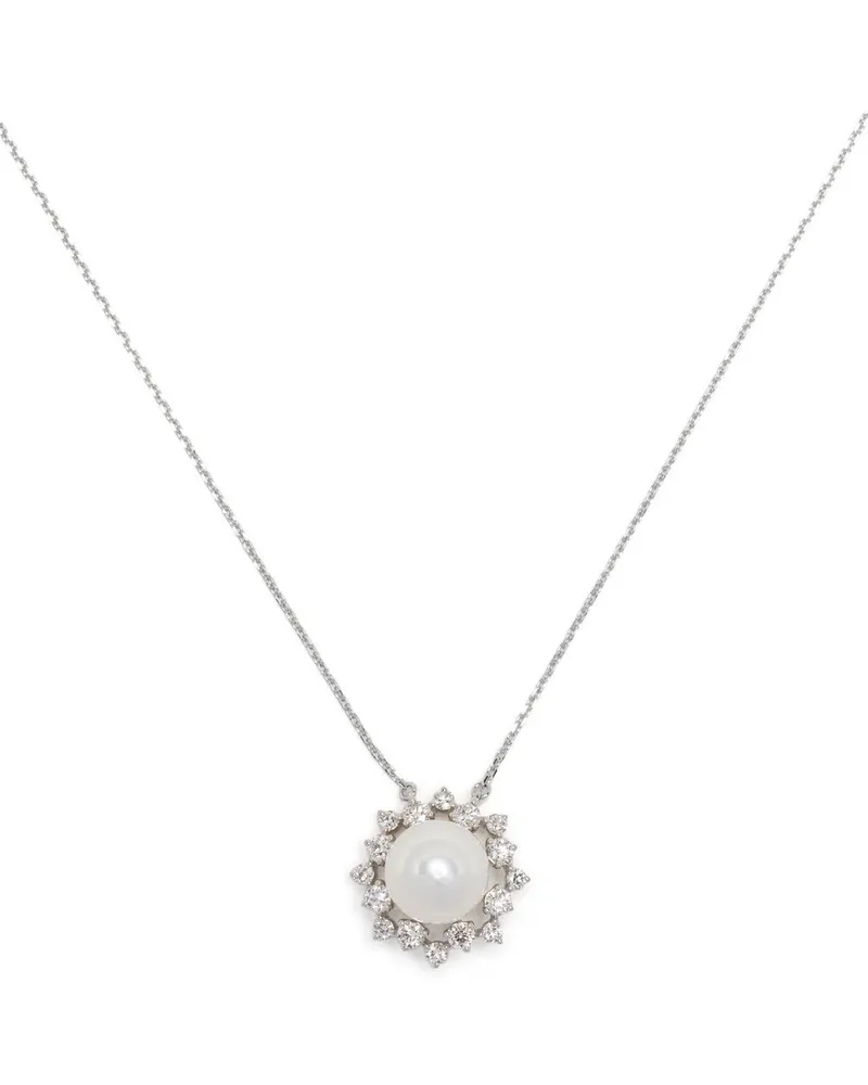 TASAKI 18kt Akoya Weißgoldhalskette mit Diamant - Silber Silber