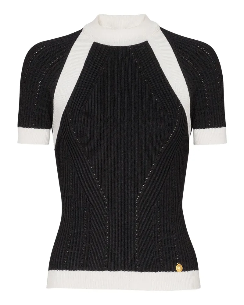 Balmain Strickoberteil mit gerippten Einsätzen - Schwarz Schwarz