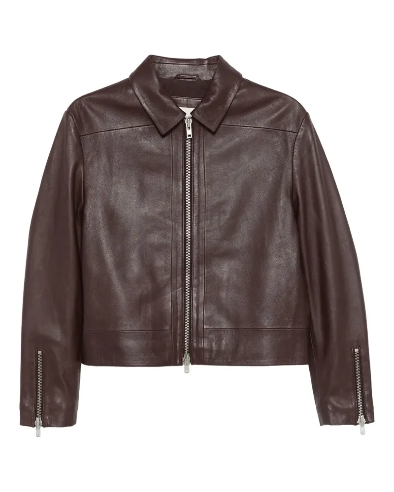 ALYSI zip-up leather jacket - Braun Braun