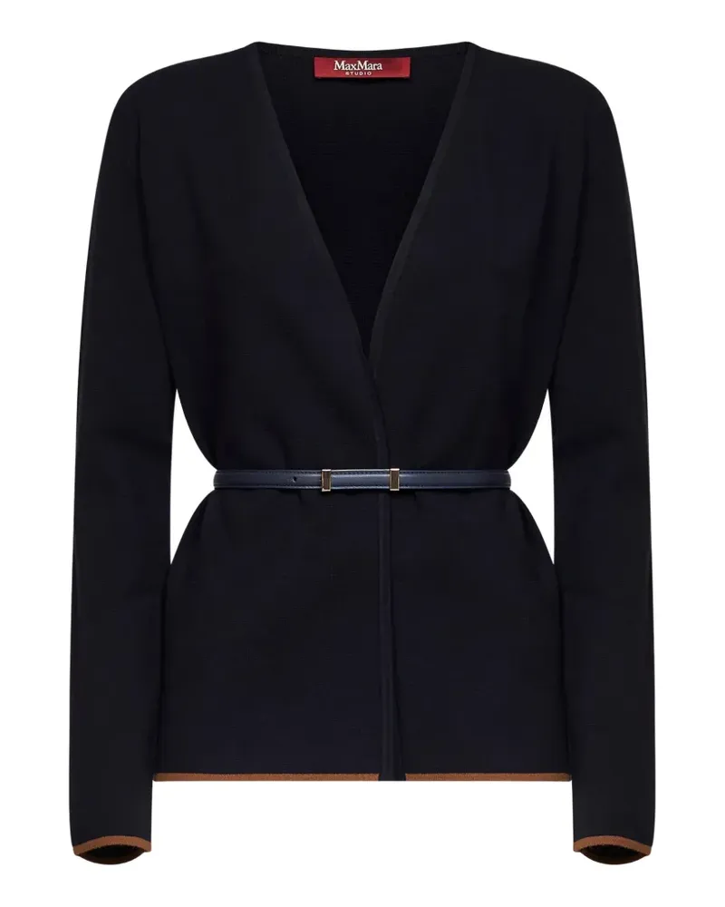 Max Mara Mstdente belted V-neck cardigan - Blau Blau