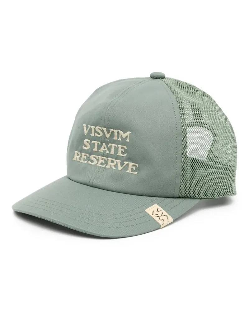 Visvim mesh-panelled embroidered cap - Grün Grün