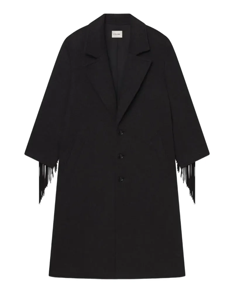 Frame Denim fringe-trimmed wool coat - Schwarz Schwarz