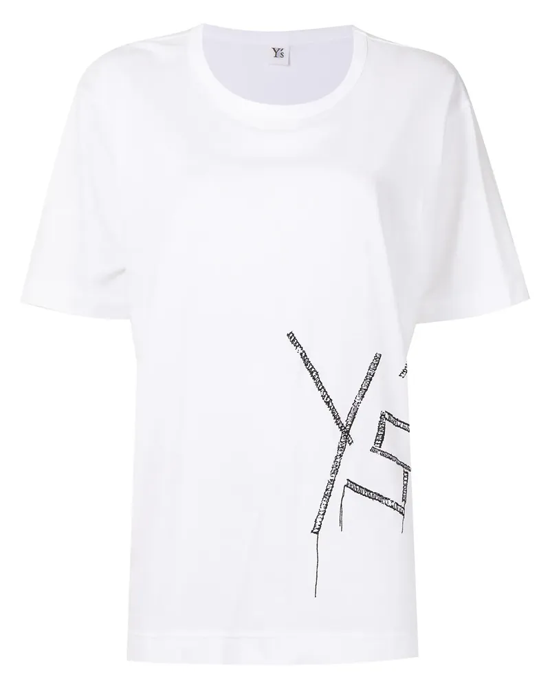Yohji Yamamoto Besticktes T-Shirt - Weiß Weiß