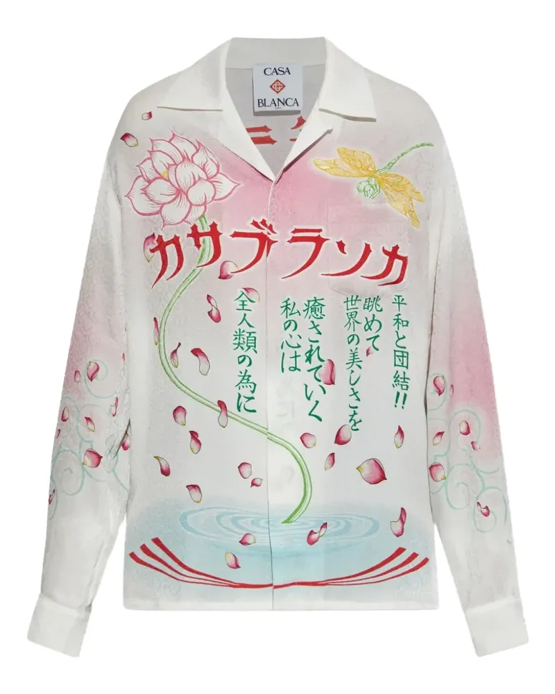 Casablanca Paris Cuban LS collar tee shirt - Weiß Weiß