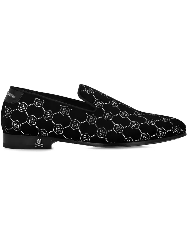 Philipp Plein Loafer mit Strass-Monogramm - Schwarz Schwarz