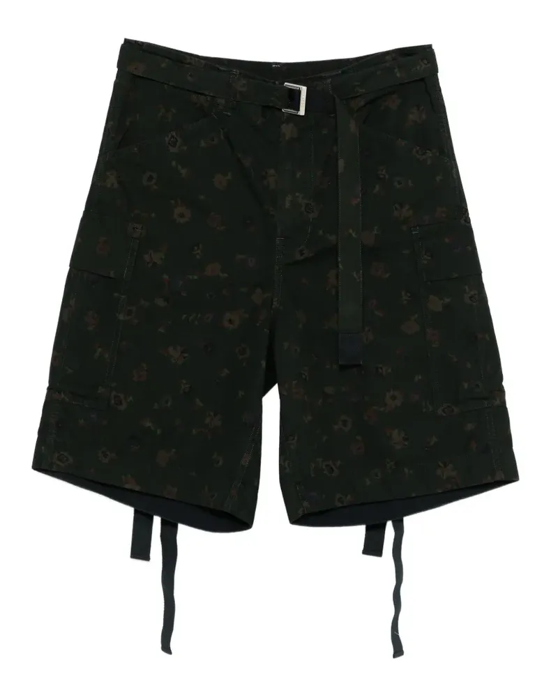 Sacai Cargo-Shorts mit Blumen-Print - Grün Grün