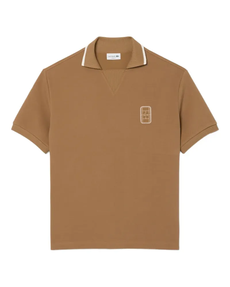 Lacoste logo-patch V-neck polo shirt - Nude Nude