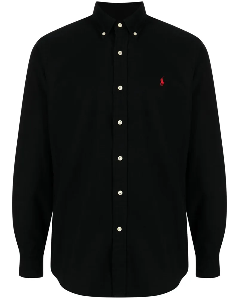 Ralph Lauren Flanellhemd mit Logo-Stickerei - Schwarz Schwarz