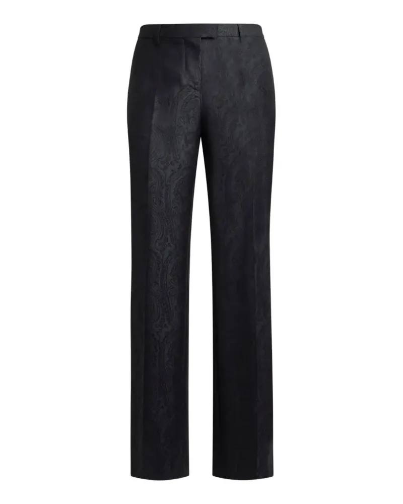Etro wool jacquard trousers with Arnica motif - Schwarz Schwarz