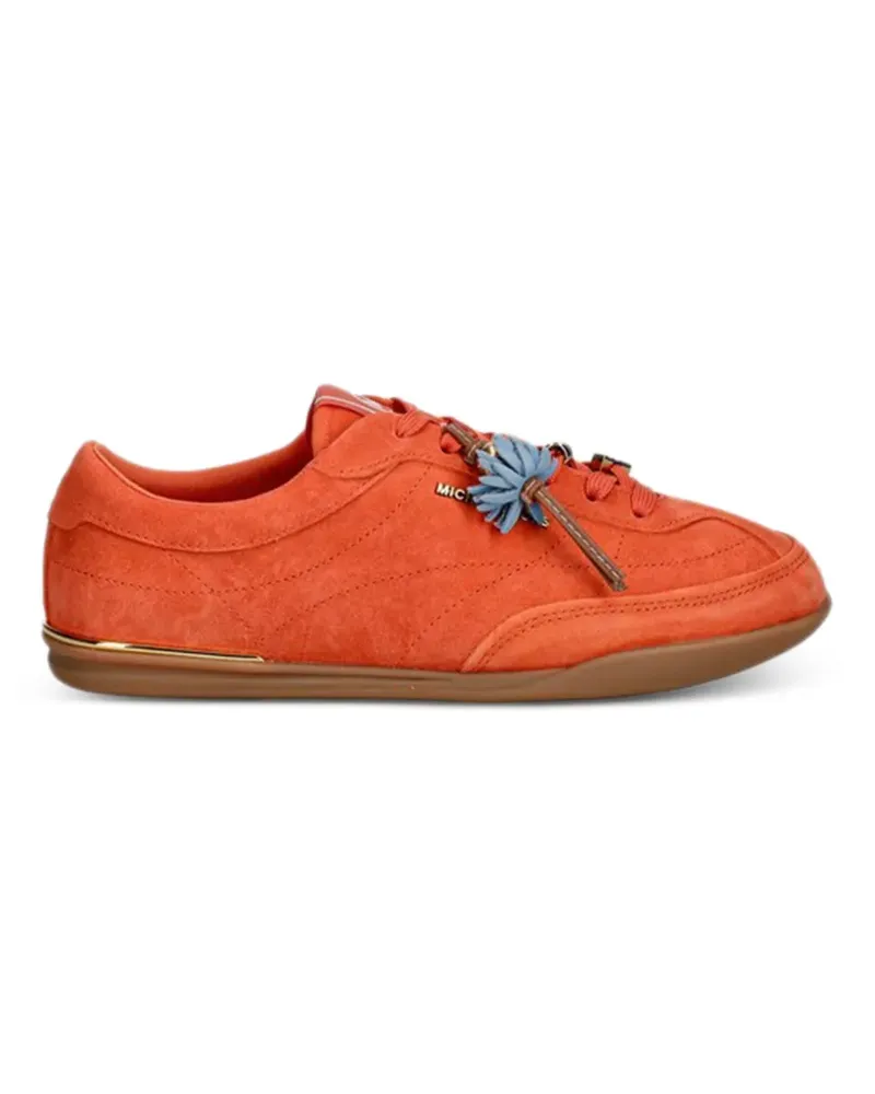 Michael Kors Nolan floral-appliqué suede sneakers - Orange Orange
