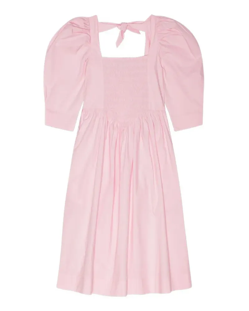 Ganni Gerafftes Kleid mit Schleifenverschluss - Rosa Rosa