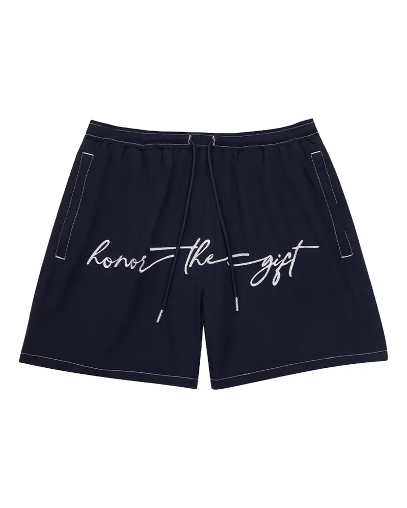 Honor The Gift Hybrid Cursive logo-embroidered drawstring shorts - Blau Blau