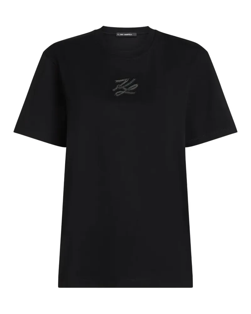 Karl Lagerfeld rhinestone autograph T-shirt - Schwarz Schwarz