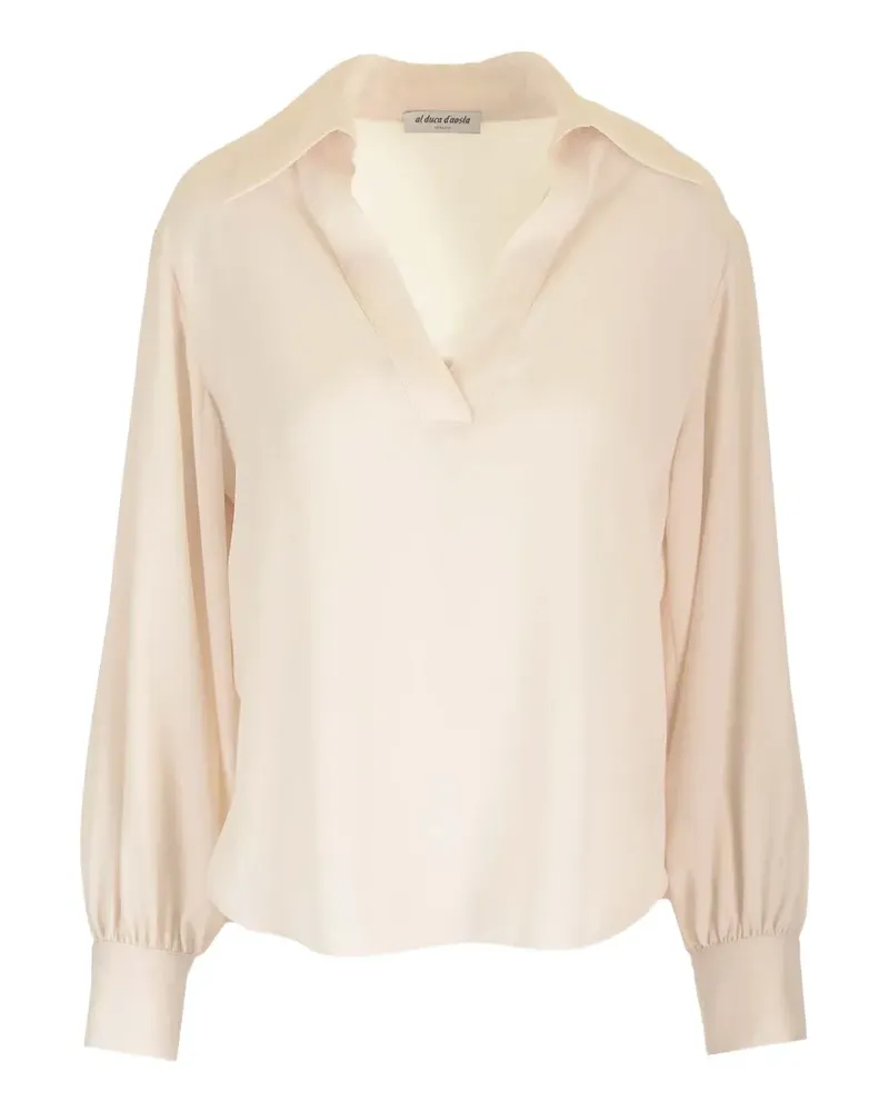 Al Duca D’Aosta 1902 long-sleeve V-neck blouse - Nude Nude