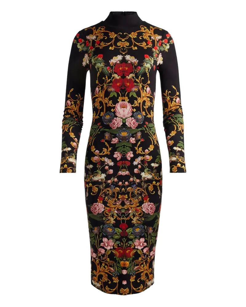Alice + Olivia Delora Midikleid mit Rollkragen - Schwarz Schwarz