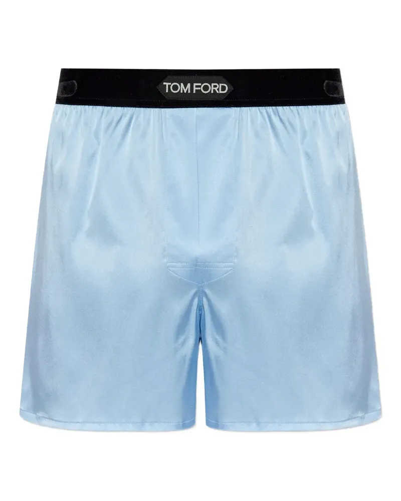 Tom Ford logo-waistband silk boxers - Blau Blau