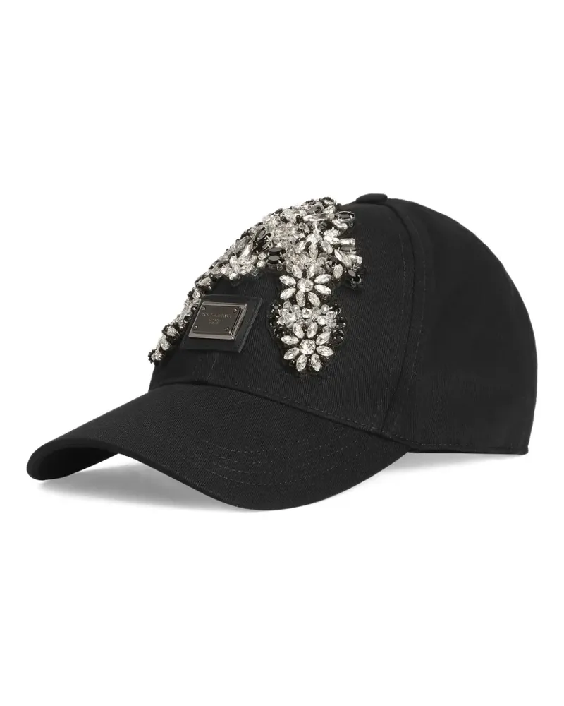Dolce & Gabbana Baseballkappe mit Blumenapplikation - Schwarz Schwarz