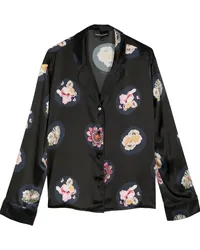 Cynthia Rowley Seidenhemd mit Blumen-Print Schwarz