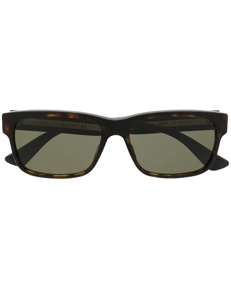 Gucci Eckige Sonnenbrille - Schwarz Schwarz
