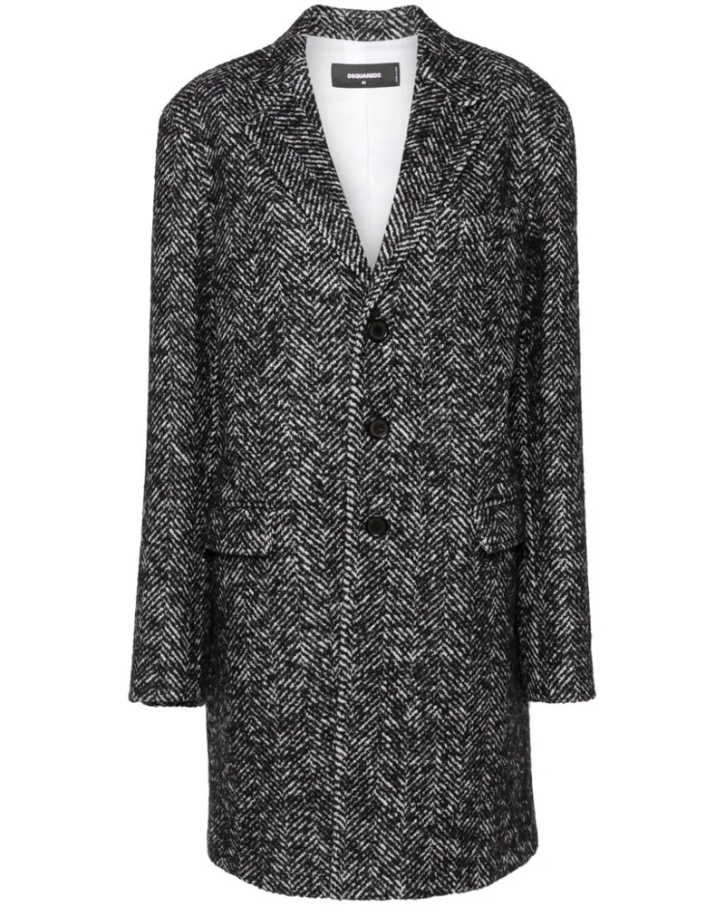 Dsquared2 Mantel mit Fischgrätenmuster - Schwarz Schwarz