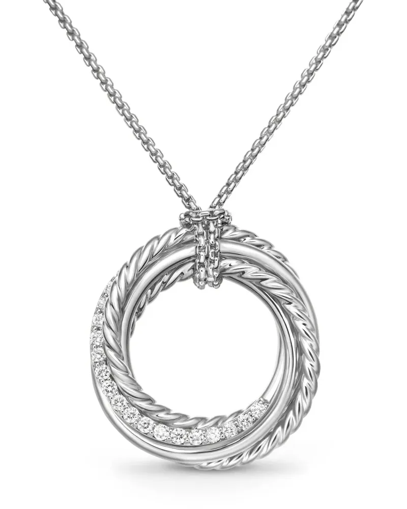 David Yurman Crossover Halskette mit Diamantanhänger 21mm - Silber Silber