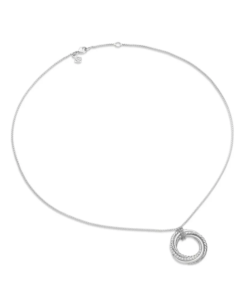 David Yurman Crossover Halskette mit Diamantanhänger 21mm - Silber Silber