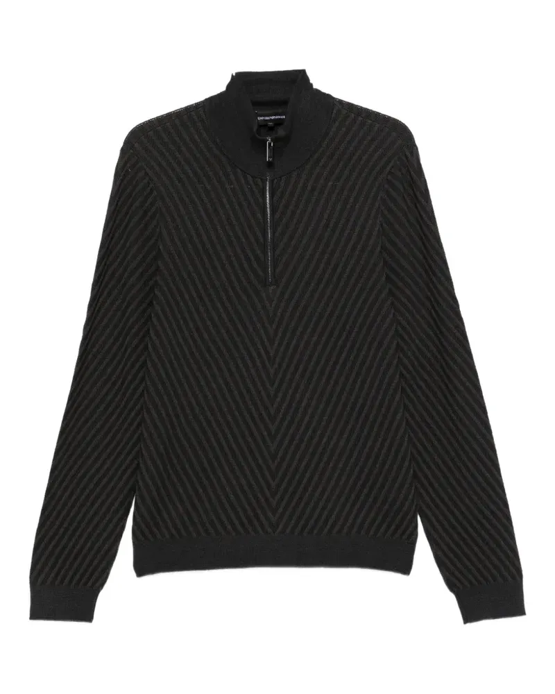 Emporio Armani Pullover mit Zickzackmuster und kurzem Reißverschluss - Grau Grau