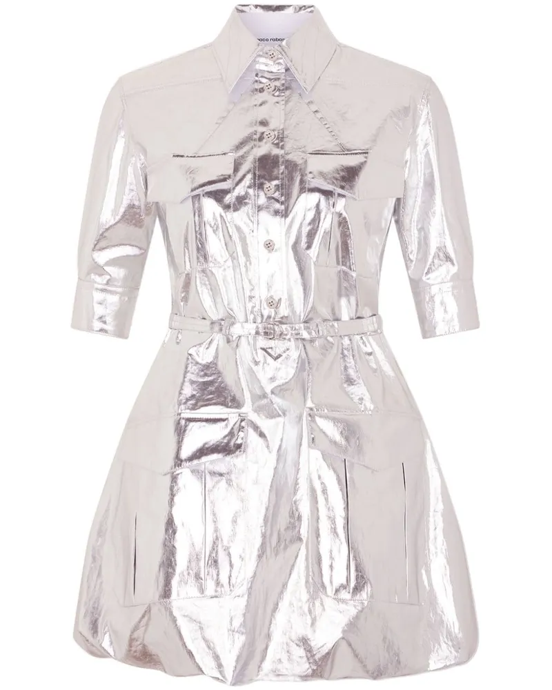 Paco Rabanne Minikleid mit metallischen Taschen - Silber Silber