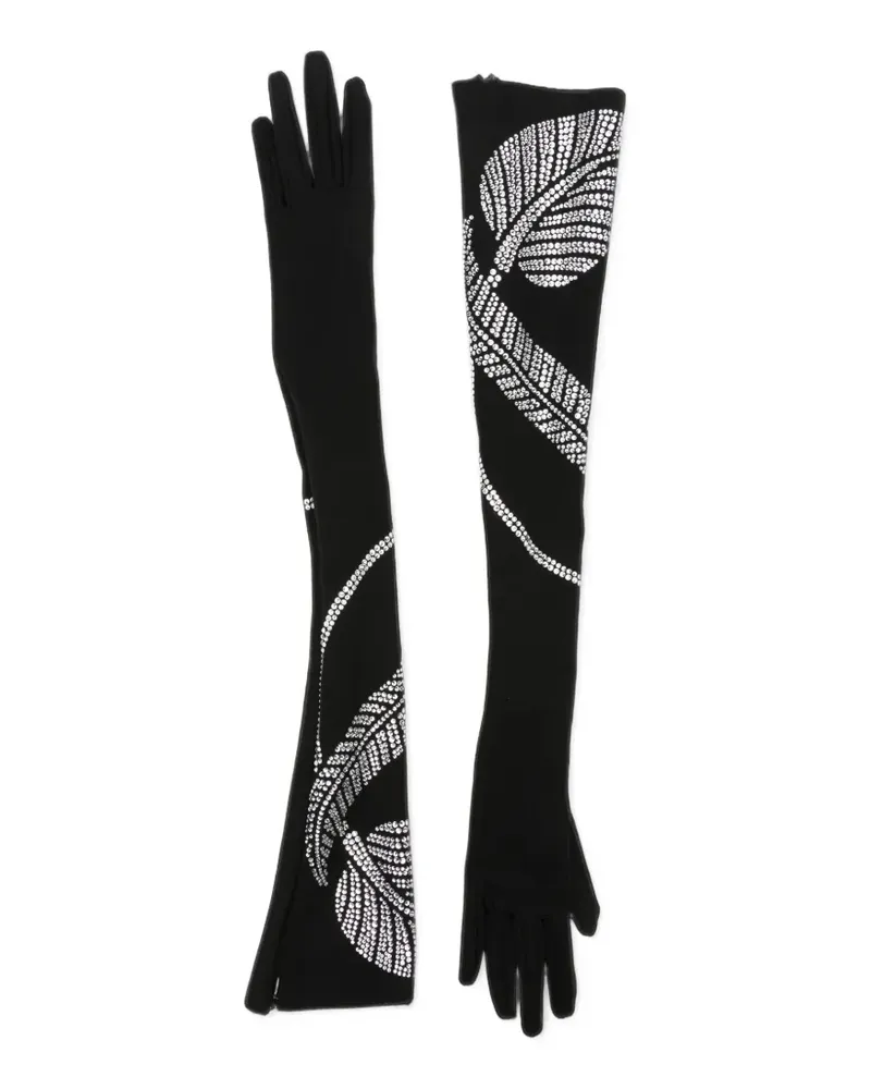 David Koma Handschuhe mit Kristallen - Schwarz Schwarz