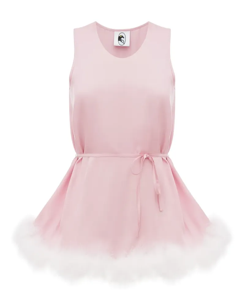 SLEEPER Bisou Bisou feather-trim top - Rosa Rosa