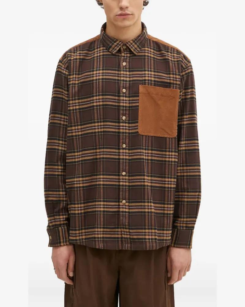 Barbour Kariertes Hemd mit Cordeinsatz - Braun Braun