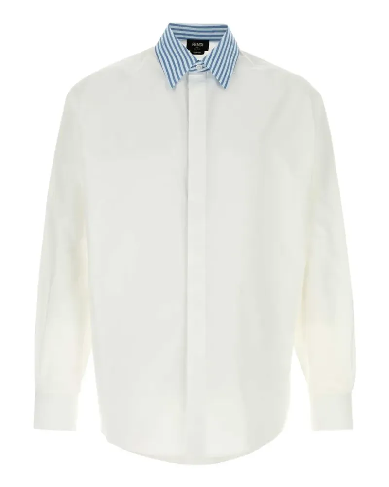 Fendi striped-collar long-sleeve shirt - Weiß Weiß