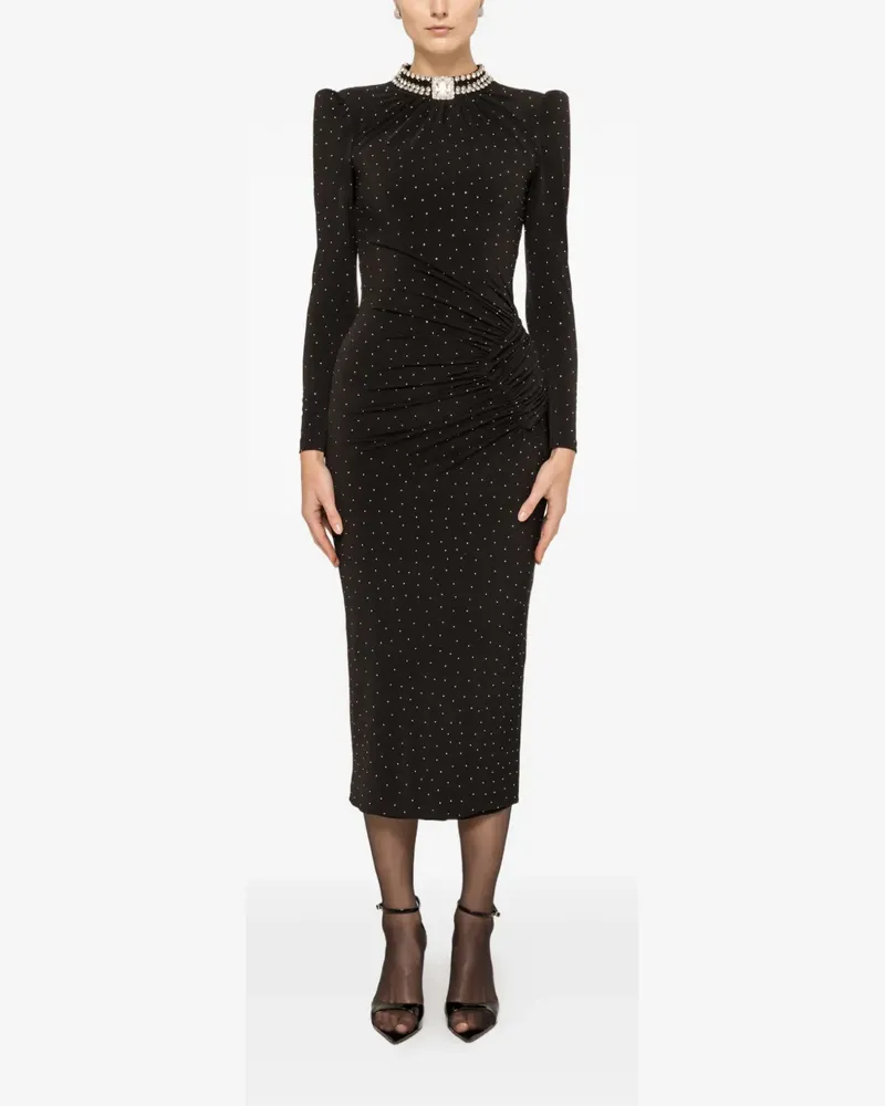 NISSA crystal-embellished midi dress - Schwarz Schwarz