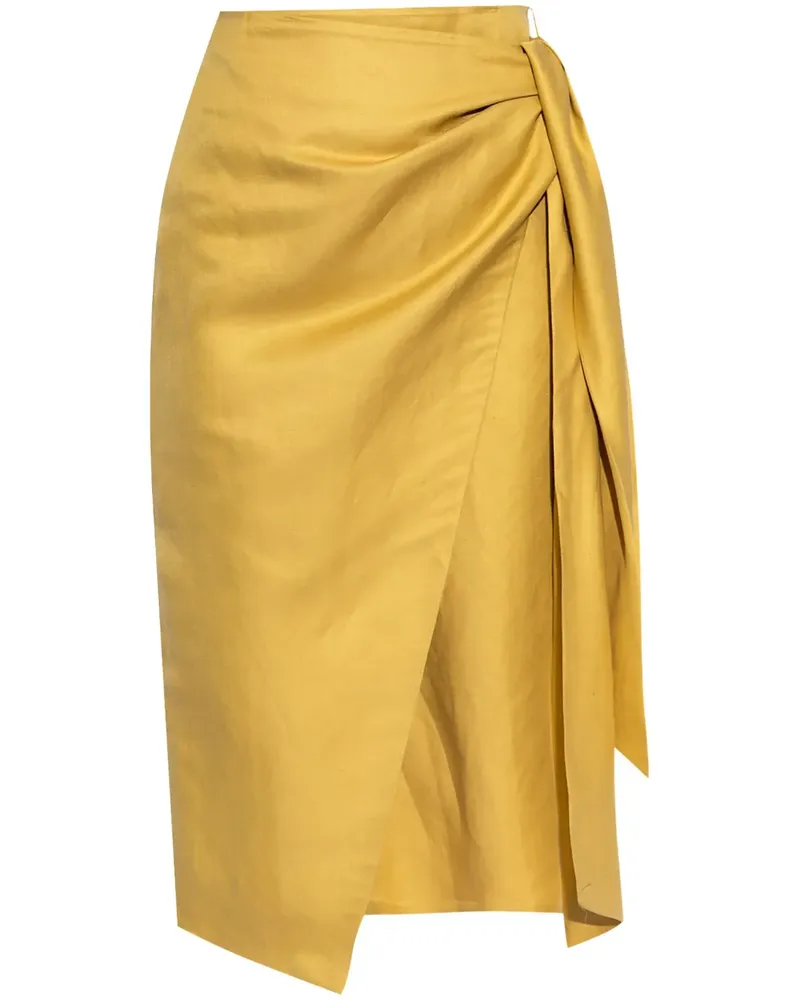 Max Mara Drapierter Midirock - Gelb Gelb