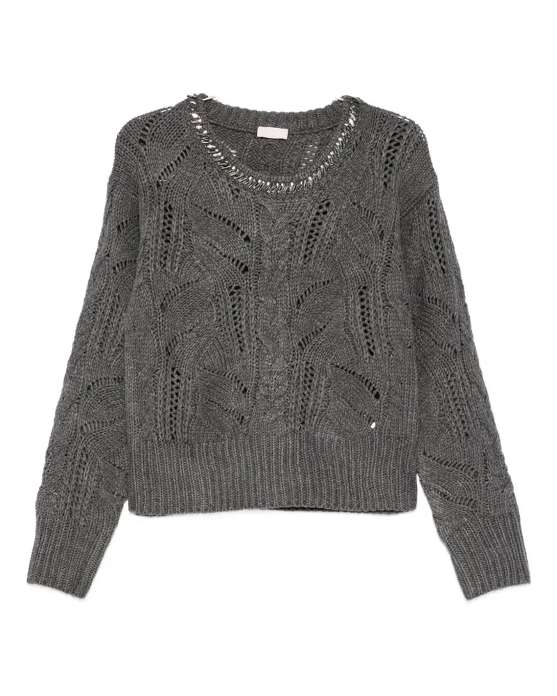 Liu Jo openwork embellished sweater - Grau Grau