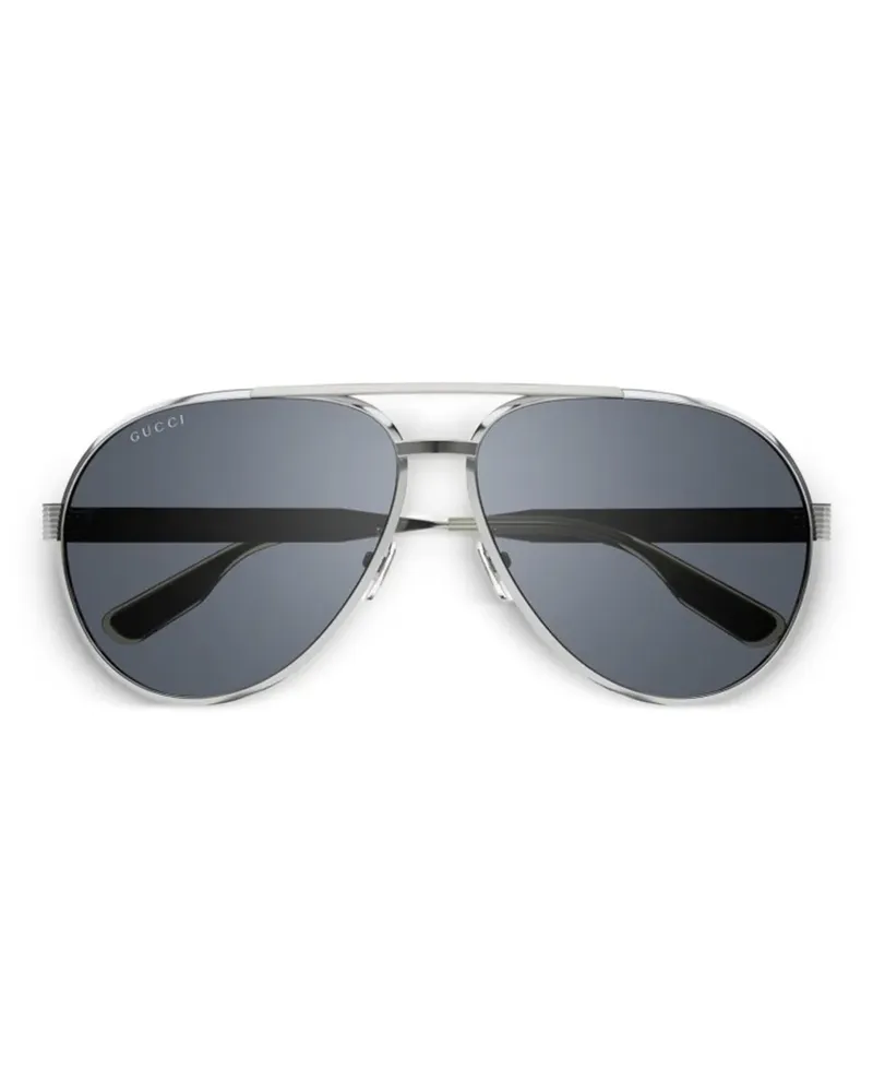 Gucci Sonnenbrille mit Metallgestell - Silber Silber