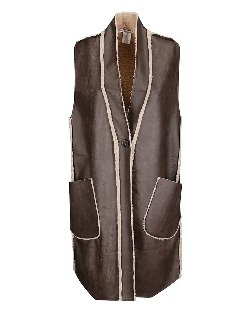 Stefano Mortari Lederweste mit Shearling-Besatz - Braun Braun