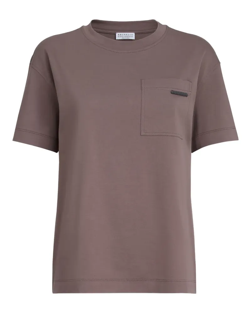 Brunello Cucinelli pocket cotton T-shirt - Braun Braun
