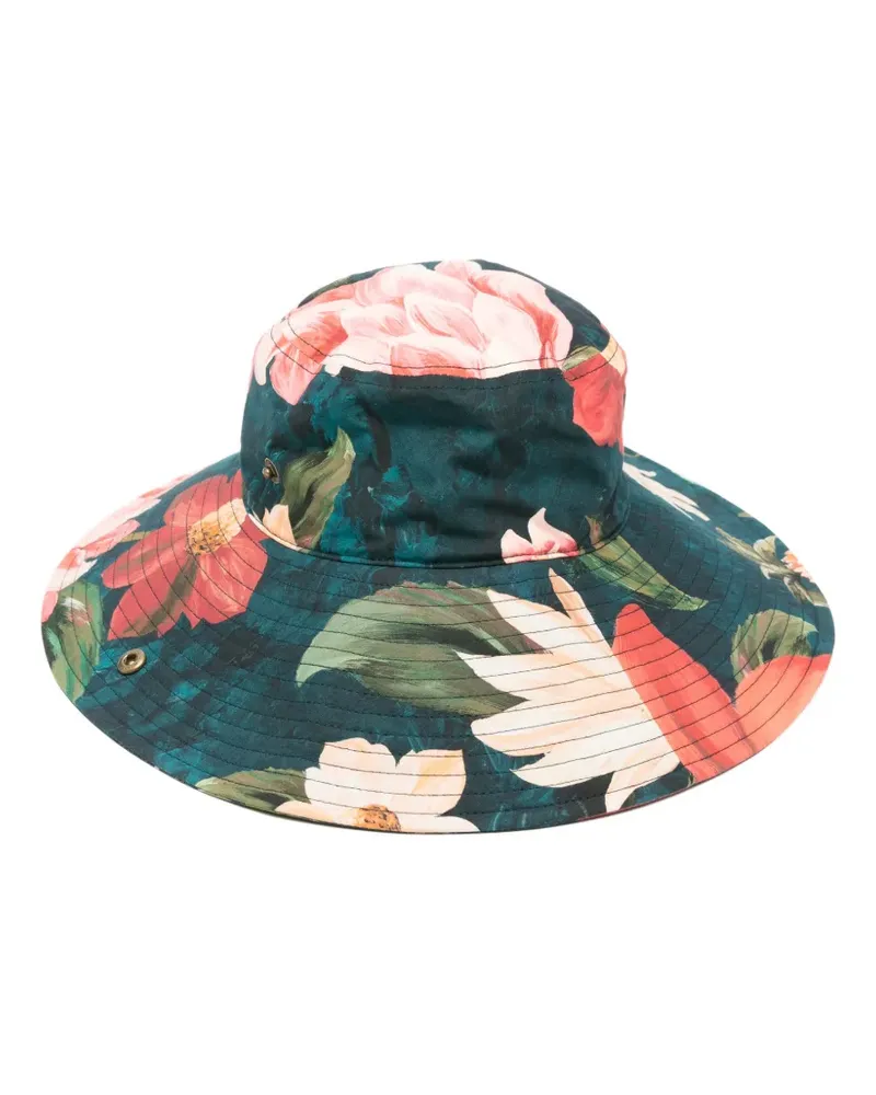 Barbour x Farm Rio Sonnenhut mit Blumen-Print - Blau Blau