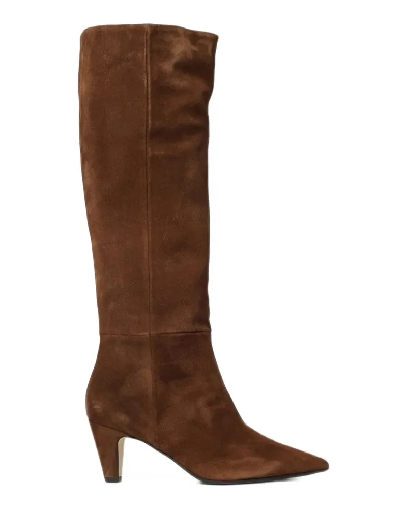 Anna F. Kniehohe Wildleder-Stiefel mit spitzer Kappe - Braun Braun