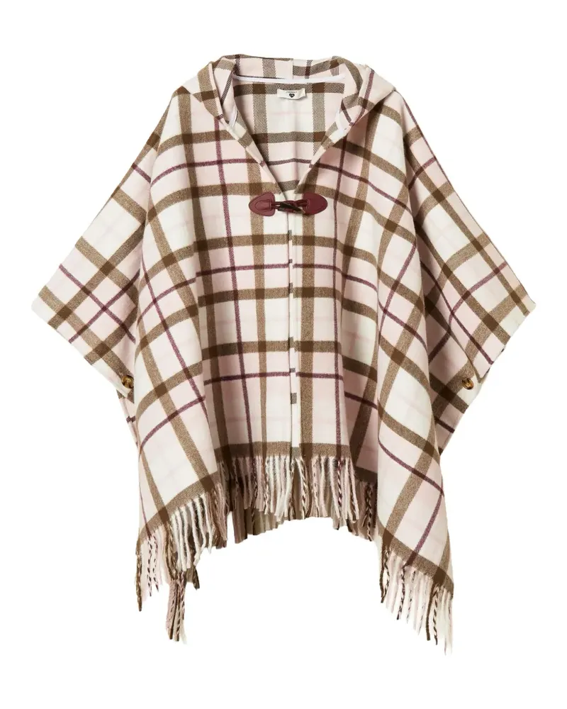 Twin-Set Cape mit Kapuze und Check-Print - Nude Nude