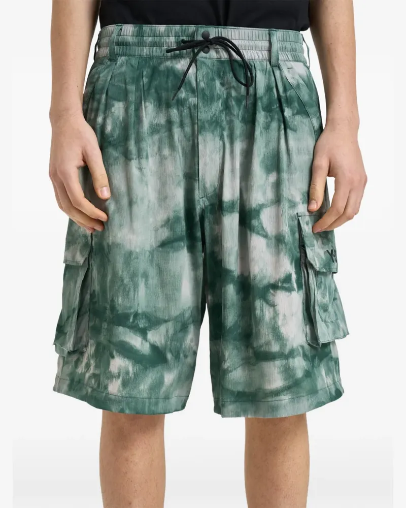 Y-3 Cargo-Shorts mit Batikmuster - Grün Grün