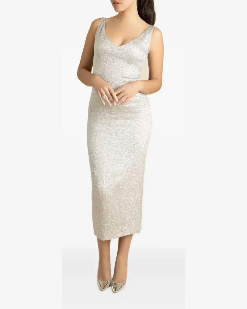 Adam Lippes Willa Midikleid mit V-Ausschnitt - Silber Silber