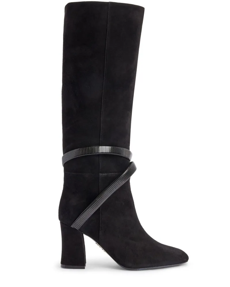René Caovilla Stiefel aus Wildleder - Schwarz Schwarz